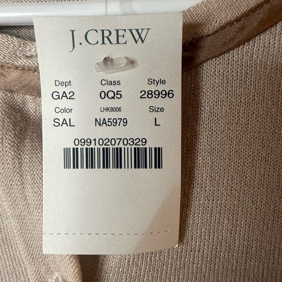NWT J.CREW Sweater Women's L Merino Wool Cardigan Button Up Beige with Pockets - Picture 3 of 8